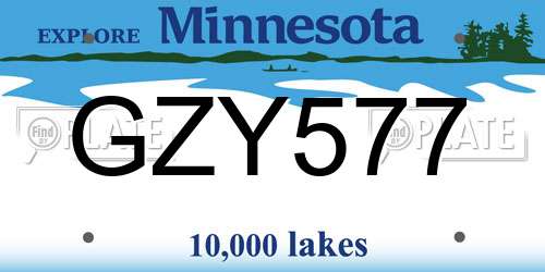 GZY577 Minnesota License Plate