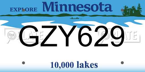 GZY629 Minnesota License Plate