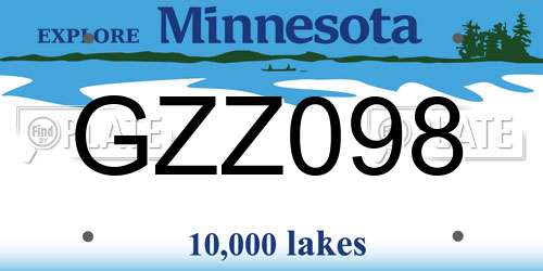 GZZ098 Minnesota License Plate