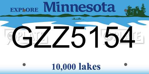 GZZ5154 Minnesota License Plate