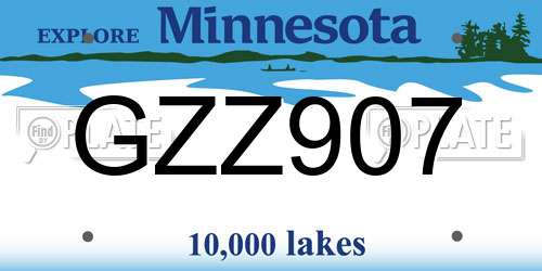 GZZ907 Minnesota License Plate