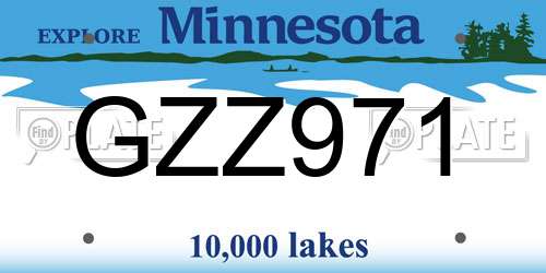 GZZ971 Minnesota License Plate