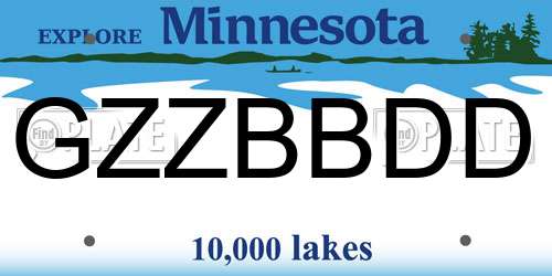 GZZBBDD Minnesota License Plate