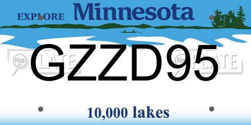GZZD95 Minnesota License Plate