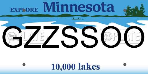GZZSSOO Minnesota License Plate