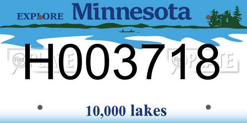 H003718 Minnesota License Plate