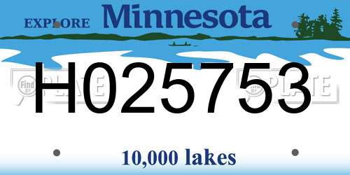 H025753 Minnesota License Plate