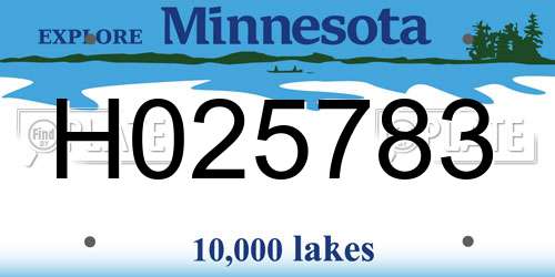 H025783 Minnesota License Plate