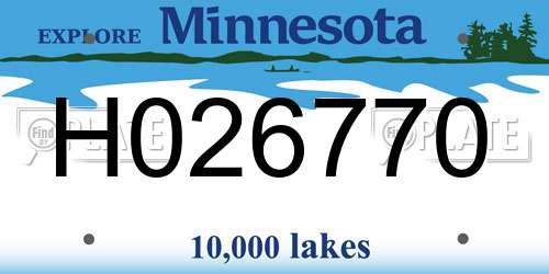 H026770 Minnesota License Plate