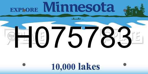 H075783 Minnesota License Plate