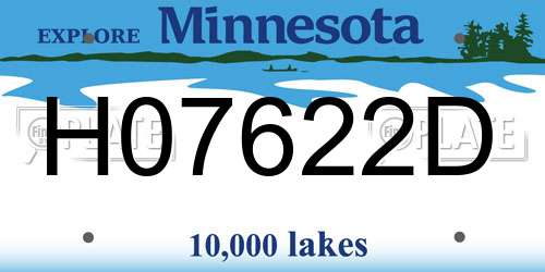 H07622D Minnesota License Plate
