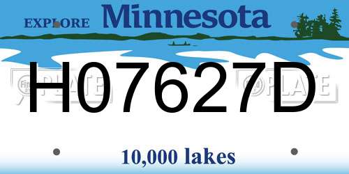 H07627D Minnesota License Plate