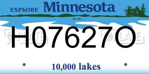 H07627O Minnesota License Plate