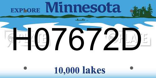 H07672D Minnesota License Plate
