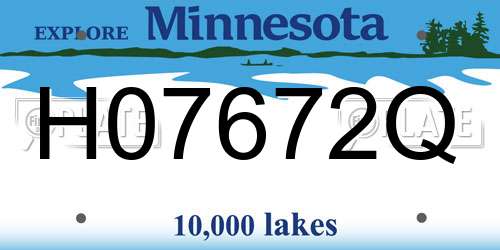 H07672Q Minnesota License Plate