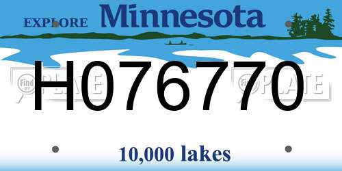 H076770 Minnesota License Plate