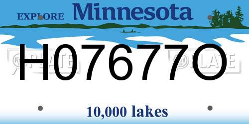 H07677O Minnesota License Plate