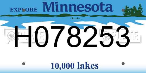 H078253 Minnesota License Plate
