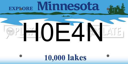 H0E4N Minnesota License Plate