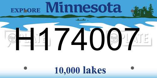 H174007 Minnesota License Plate