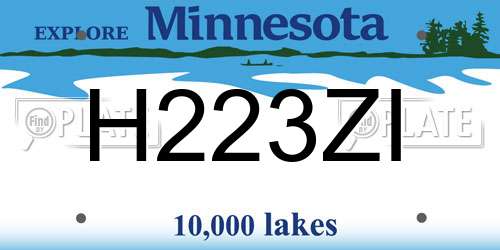 H223ZI Minnesota License Plate