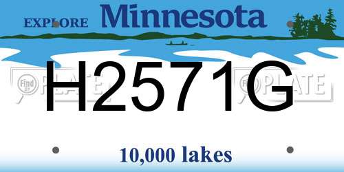 H2571G Minnesota License Plate