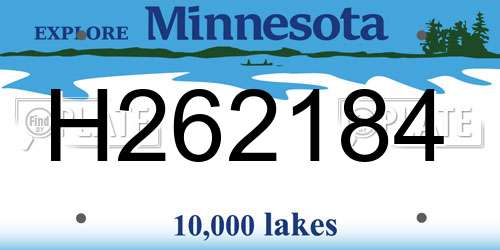 H262184 Minnesota License Plate