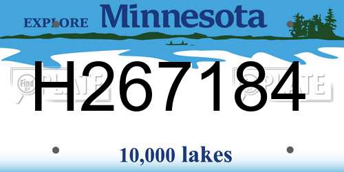 H267184 Minnesota License Plate