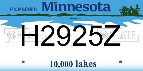 H2925Z Minnesota License Plate