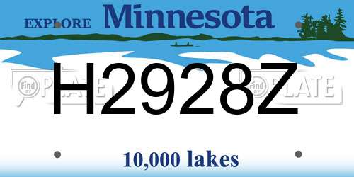 H2928Z Minnesota License Plate