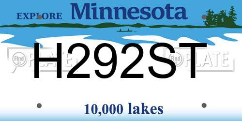 H292ST Minnesota License Plate