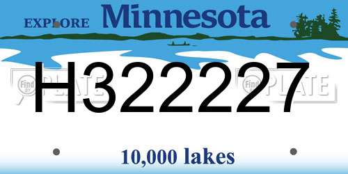 H322227 Minnesota License Plate