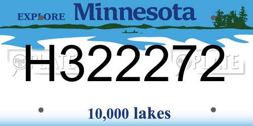 H322272 Minnesota License Plate