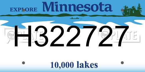 H322727 Minnesota License Plate