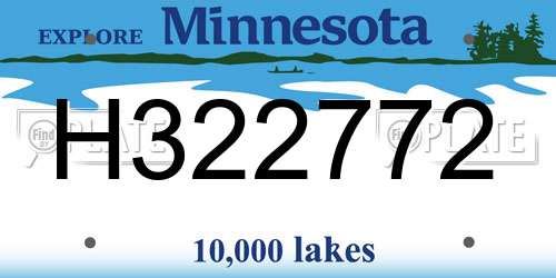 H322772 Minnesota License Plate
