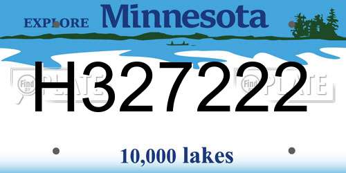 H327222 Minnesota License Plate