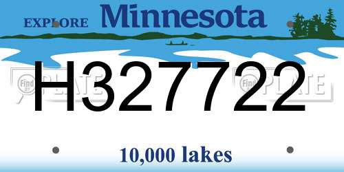 H327722 Minnesota License Plate
