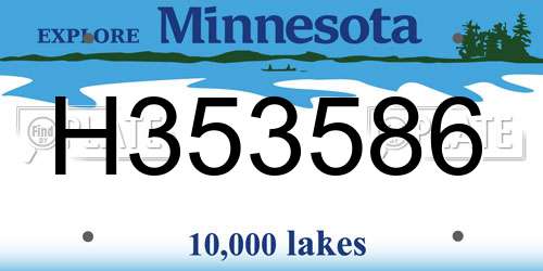 H353586 Minnesota License Plate