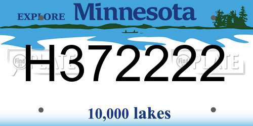 H372222 Minnesota License Plate