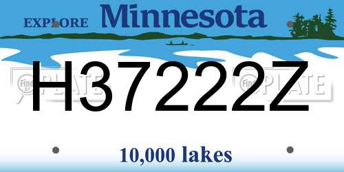 H37222Z Minnesota License Plate