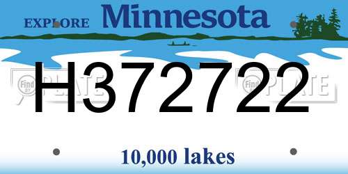 H372722 Minnesota License Plate