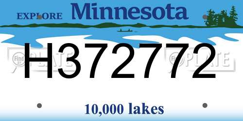 H372772 Minnesota License Plate