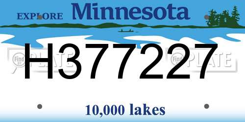 H377227 Minnesota License Plate