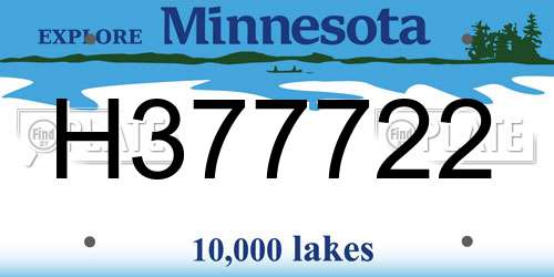 H377722 Minnesota License Plate