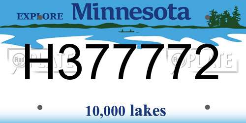 H377772 Minnesota License Plate