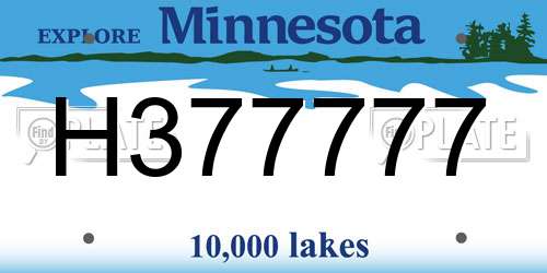 H377777 Minnesota License Plate