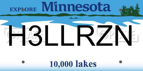 H3LLRZN Minnesota License Plate