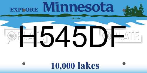 H545DF Minnesota License Plate