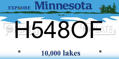 H548OF Minnesota License Plate