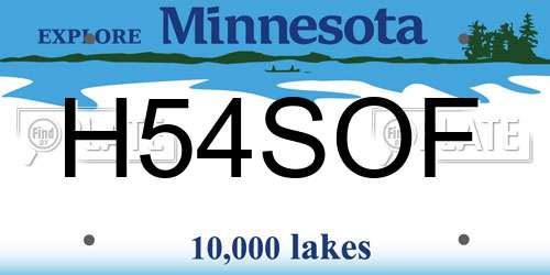 H54SOF Minnesota License Plate